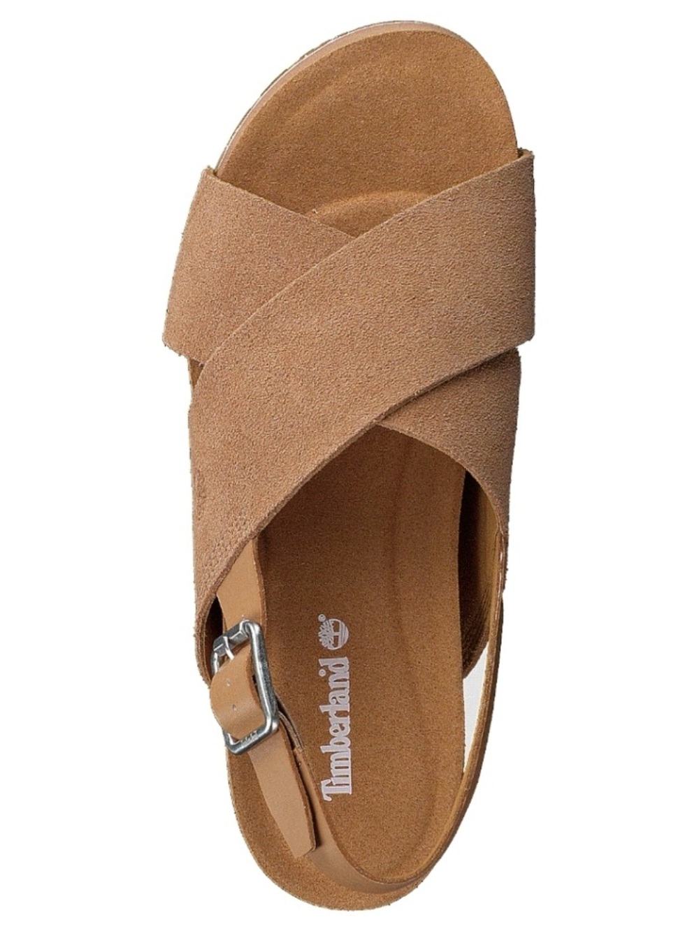 Timberland Women's Tan Crisscross Suede Slide Sandal with Buckle
